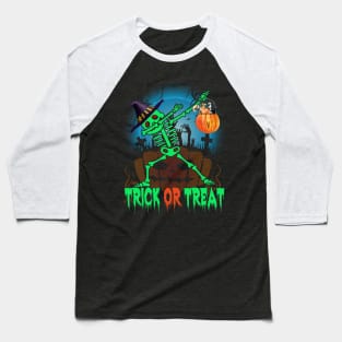 Kids Cute Boys Halloween Dabbing Skeleton Baseball T-Shirt